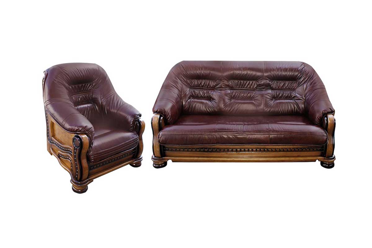 Sofa + dwa fotele Czekoladka