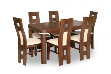 Stół rozkładany S02 + krzesła Deska 6 szt.