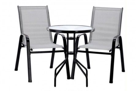 Zestaw mebli balkonowych - 2 krzesła + stolik - szary